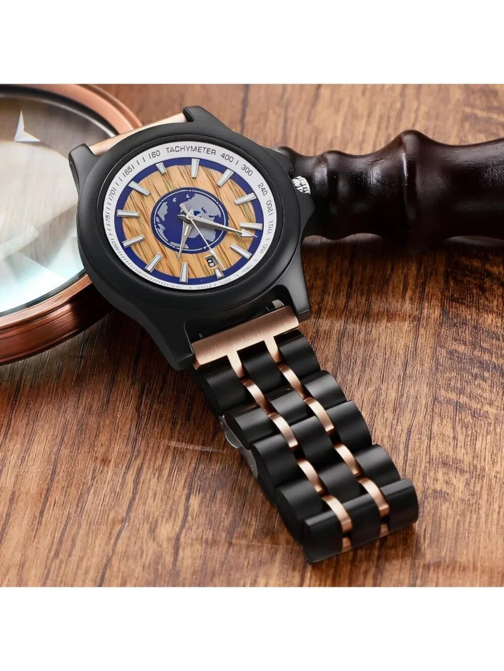 Men's Black Brown 100% Manual Classic Wrist Analog Quartz Handmade Wooden Watch